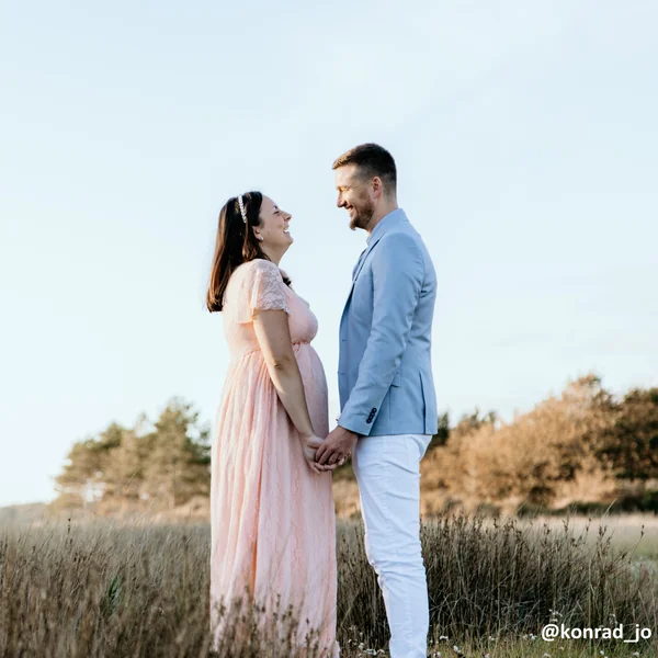 Robe de grossesse shooting photo 1001 nuits - Rose/Blanc