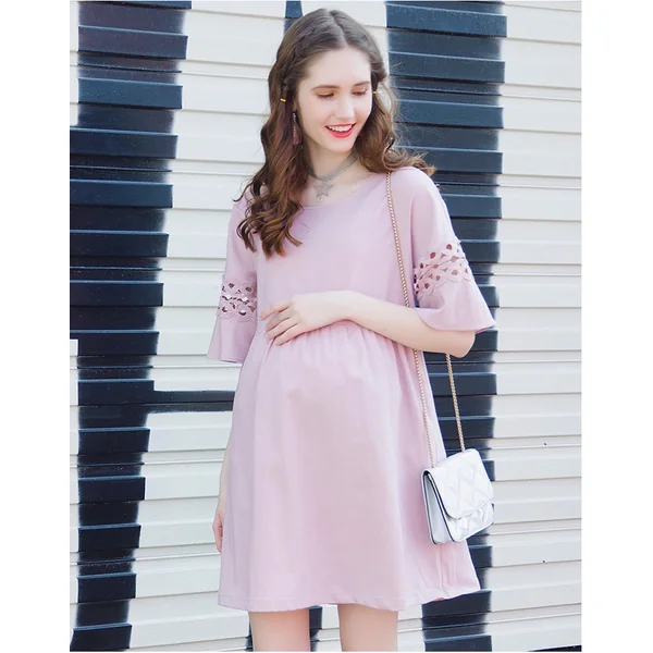 Robe de grossesse spécial allaitement - Rose/Bleu - Reste T36