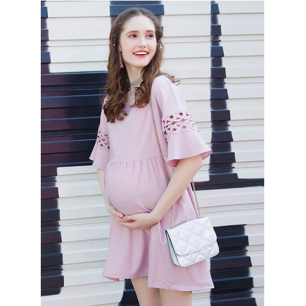 Robe de grossesse spécial allaitement - Rose/Bleu - Reste T36