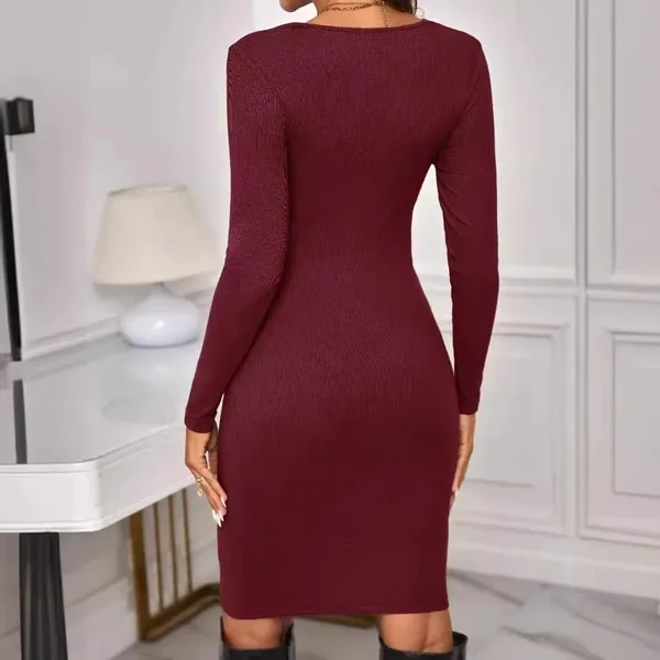 Robe de Grossesse Unie Manches Longues