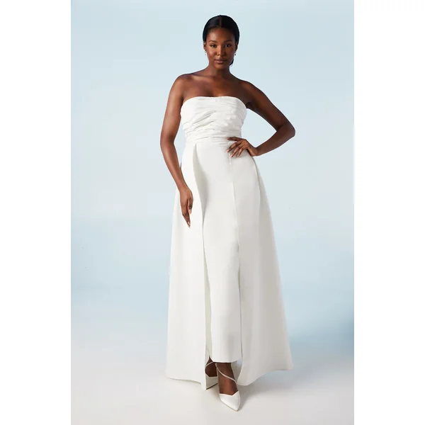 Robe de Mariée Colonne Bustier avec Sur-jupe