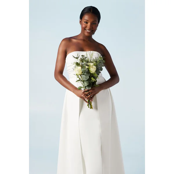 Robe de Mariée Colonne Bustier avec Sur-jupe