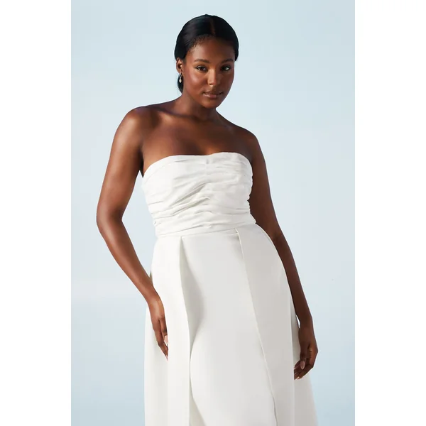 Robe de Mariée Colonne Bustier avec Sur-jupe