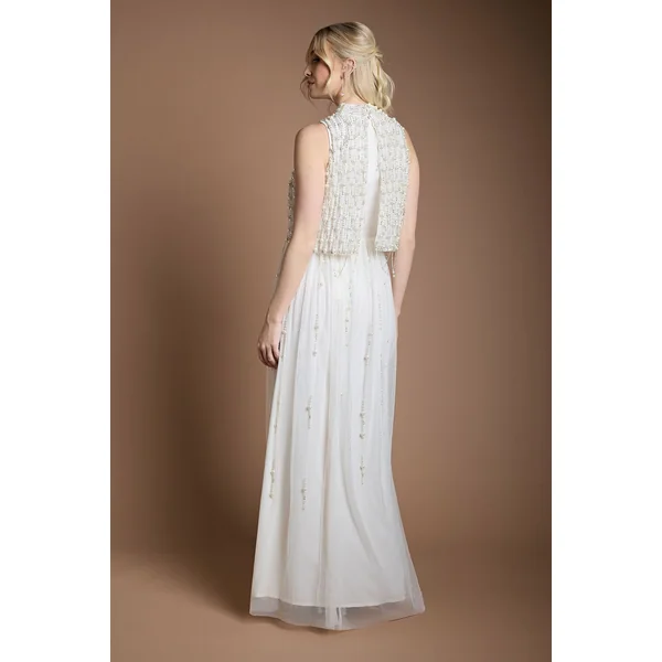 Robe De Mariée En Georgette Avec Superposition De Perles
