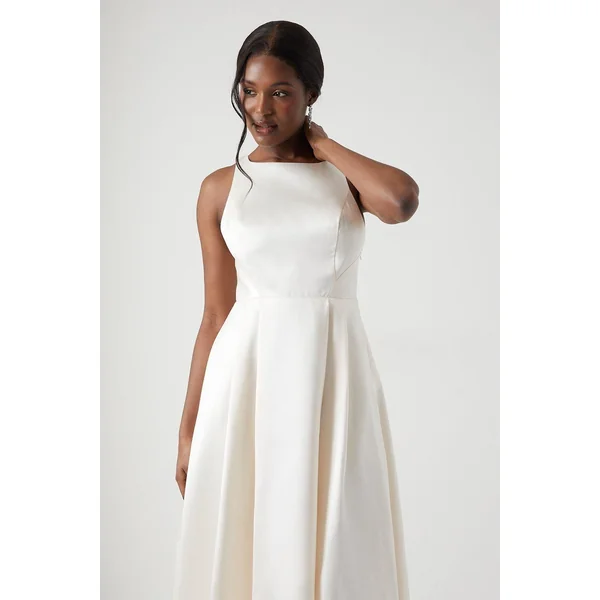 Robe de Mariée Maxi Croisée Dos en Sergé Écru