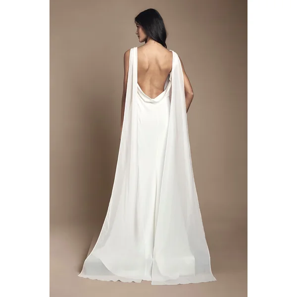 Robe de Mariée Petite en Mousseline avec Détail Dos Drapé