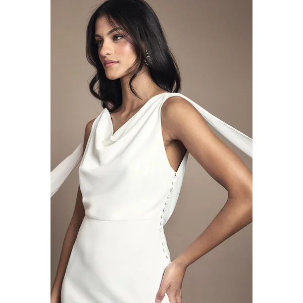 Robe de Mariée Petite en Mousseline avec Détail Dos Drapé
