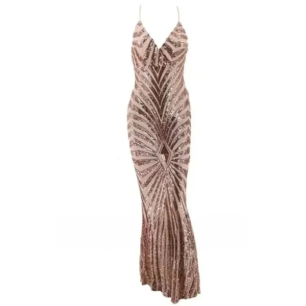 Robe de Soirée Grossesse à Bretelle Longue Paillettes