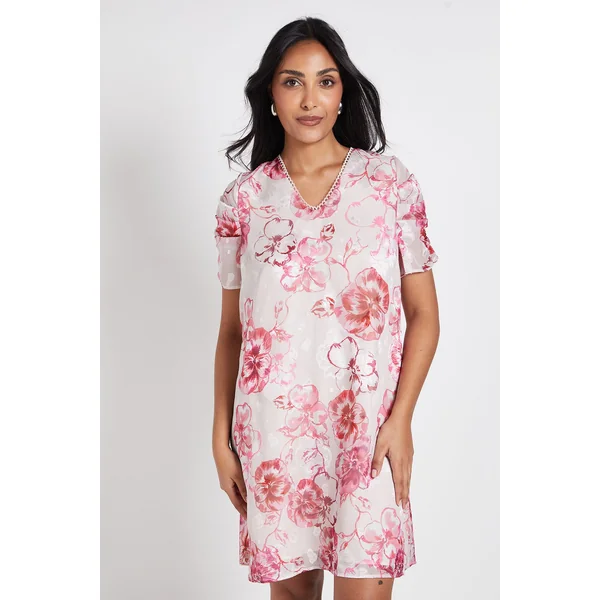 Robe Droite À Manches Bouffantes Et Motif Fleuri Petite