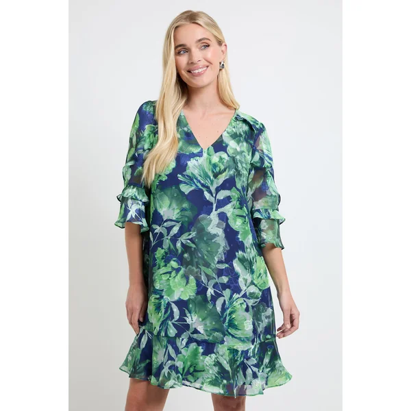 Robe Droite À Volants Et Imprimé Fleuri Petite