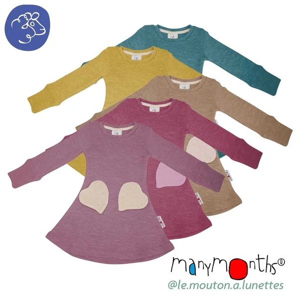 Robe en laine mérinos avec poches cœurs - Manymonths