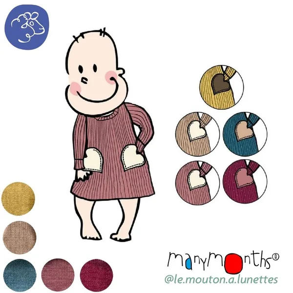 Robe en laine mérinos avec poches cœurs - Manymonths