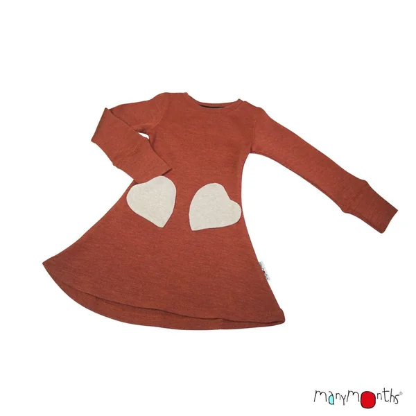 Robe en laine mérinos avec poches cœurs - Manymonths