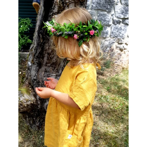 Robe en lin enfant manches courtes "Eden" - Matona - derniers exemplaires