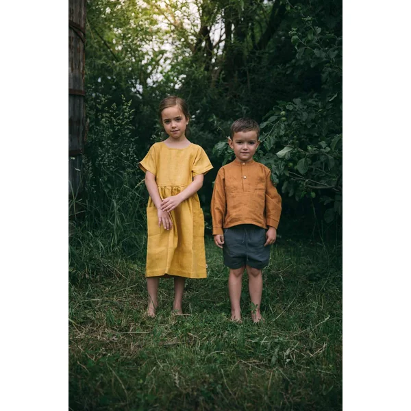 Robe en lin enfant manches courtes "Eden" - Matona - derniers exemplaires