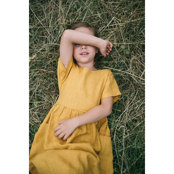 Robe en lin enfant manches courtes "Eden" - Matona - derniers exemplaires