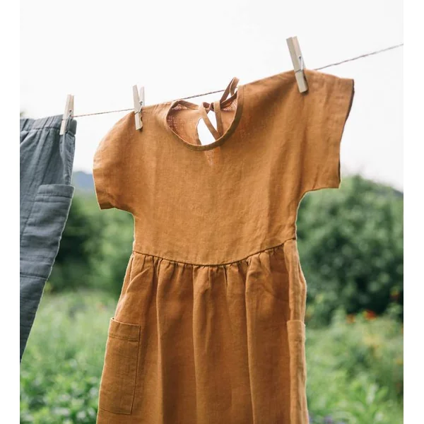 Robe en lin enfant manches courtes "Eden" - Matona - derniers exemplaires