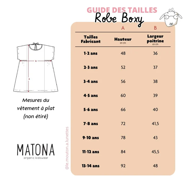 Robe en lin enfant manches courtes oversize "Boxy Dress" - Matona