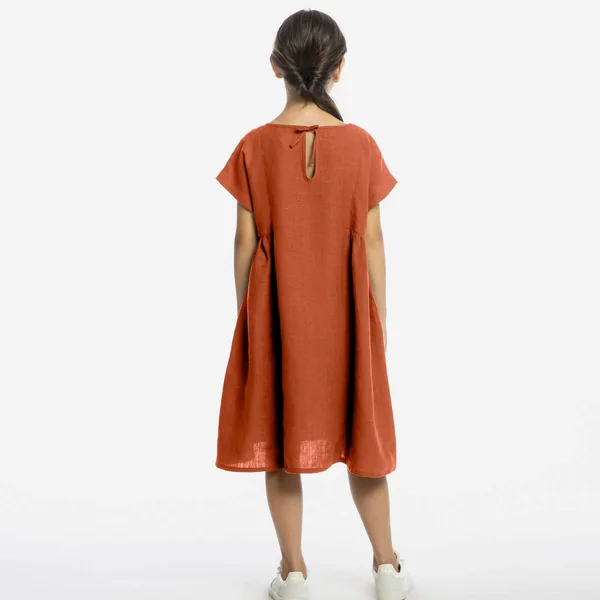 Robe en lin enfant manches courtes oversize "Boxy Dress" - Matona