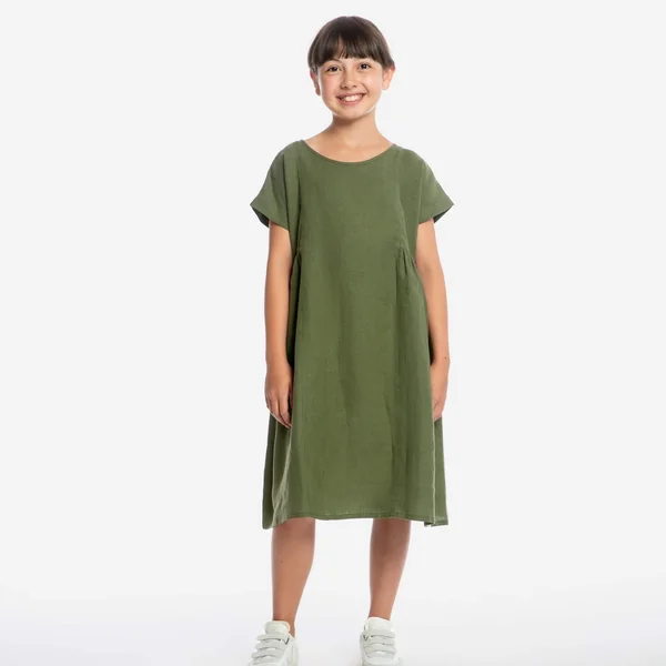 Robe en lin enfant manches courtes oversize "Boxy Dress" - Matona
