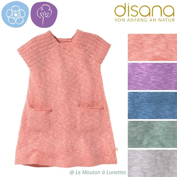 Robe en lin et coton bio DISANA - robe légère manches courtes enfant de 1 à 10 ans