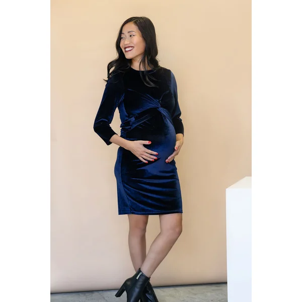Robe FIRST KISS avec noeud - velours marine
