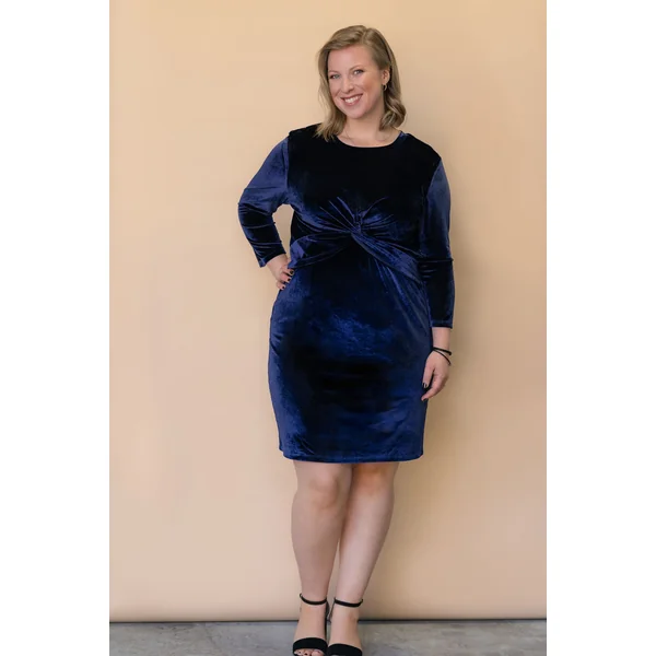 Robe FIRST KISS avec noeud - velours marine