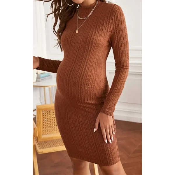 Robe Grossesse Habillée Manche Longue Marron