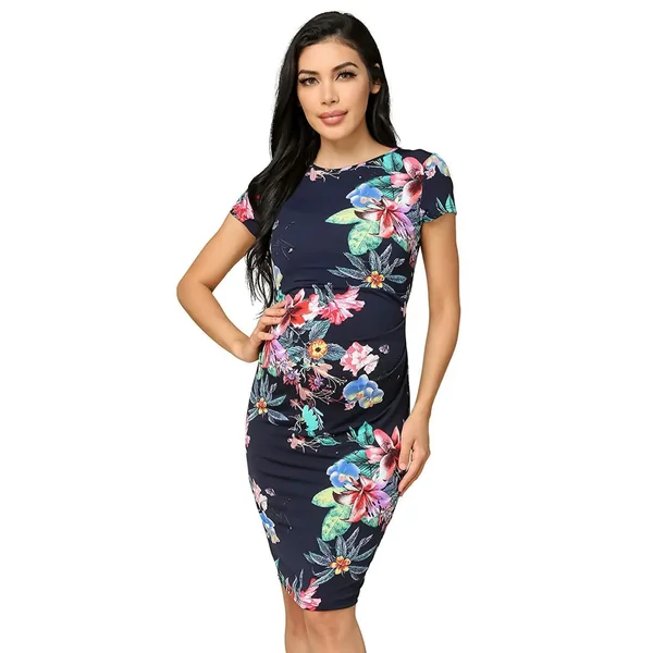 Robe Grossesse Imprimé Floral Manches Courtes