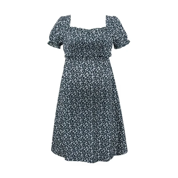 Robe Grossesse Manches Courtes Bouffantes