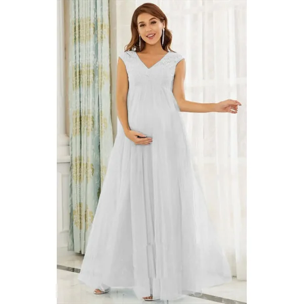 Robe Longue Cérémonie Grossesse en Mousseline