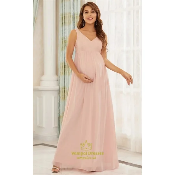 Robe Longue Cérémonie Grossesse en Mousseline