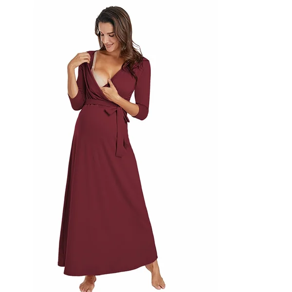 Robe longue de grossesse et d'allaitement - Reste modèle manches courtes