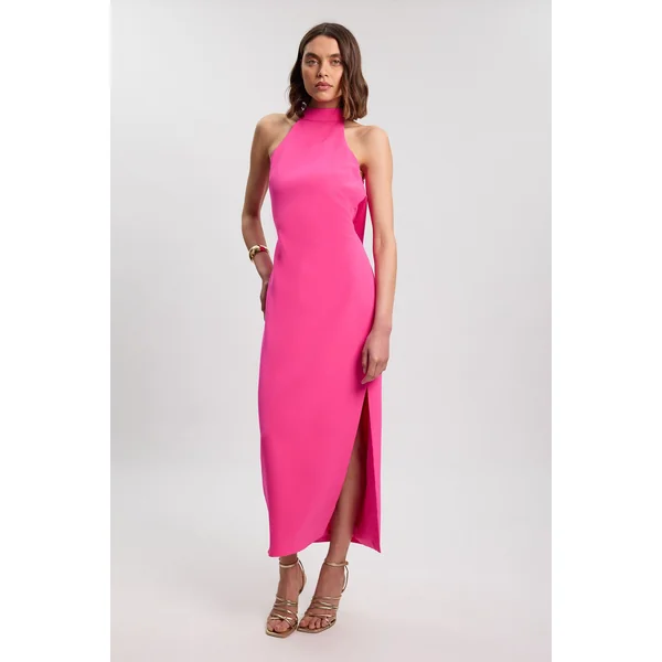 Robe Longue Dos Nu À Encolure Américaine Coupe Ajustée Douce