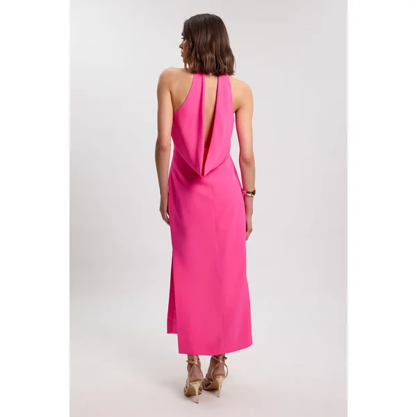 Robe Longue Dos Nu À Encolure Américaine Coupe Ajustée Douce