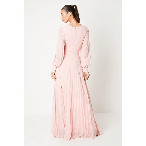 Robe Longue en Mousseline Plissée