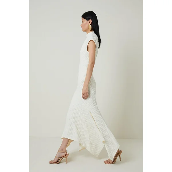 Robe longue maxi à ourlet dramatique en jersey texturé