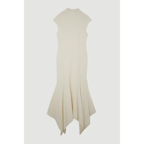 Robe longue maxi à ourlet dramatique en jersey texturé