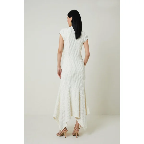 Robe longue maxi à ourlet dramatique en jersey texturé