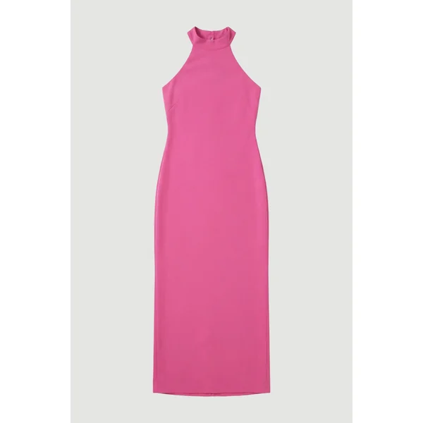 Robe Longue Petite Taille Ajustée Douce Col Halter Dos Ouvert
