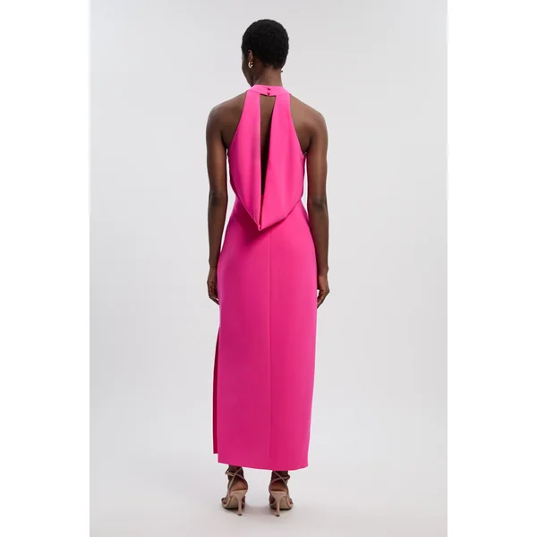 Robe Longue Petite Taille Ajustée Douce Col Halter Dos Ouvert