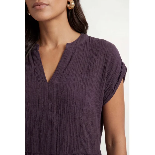 Robe Longue Sans Col En Gaze De Coton