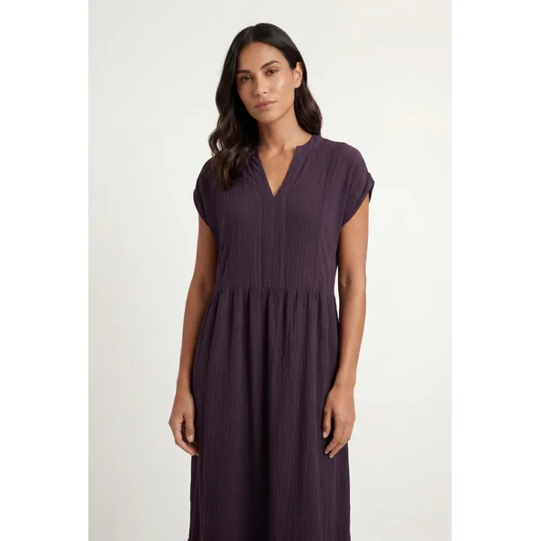 Robe Longue Sans Col En Gaze De Coton