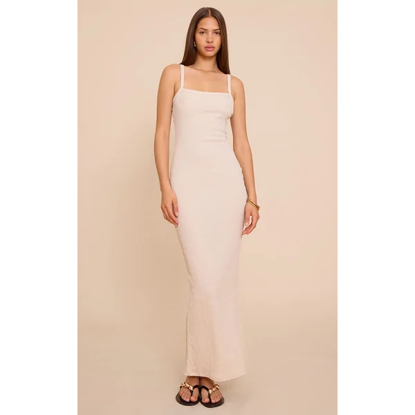 Robe Longue Texturée Sans Manches À Encolure Arrondie