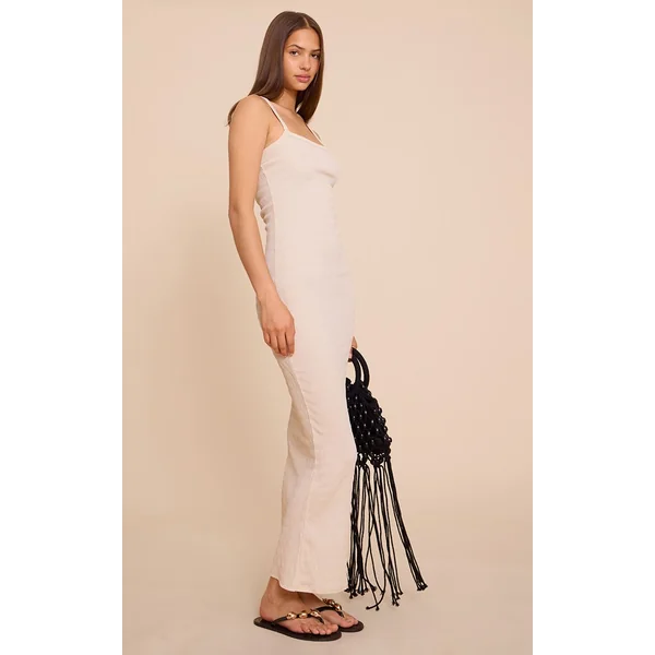 Robe Longue Texturée Sans Manches À Encolure Arrondie