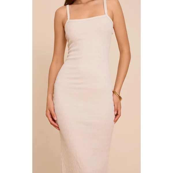 Robe Longue Texturée Sans Manches À Encolure Arrondie