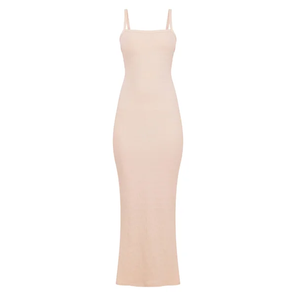 Robe Longue Texturée Sans Manches À Encolure Arrondie