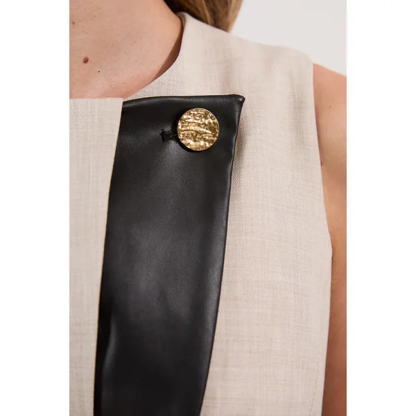 Robe maxi ajustée en marl avec embouts contrastés et jupe pleine