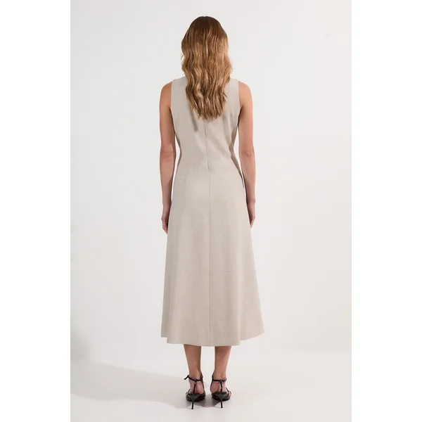 Robe maxi ajustée en marl avec embouts contrastés et jupe pleine