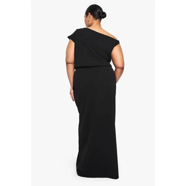 ROBE MAXI ASYMÉTRIQUE FRONCÉE EN GRANDE TAILLE